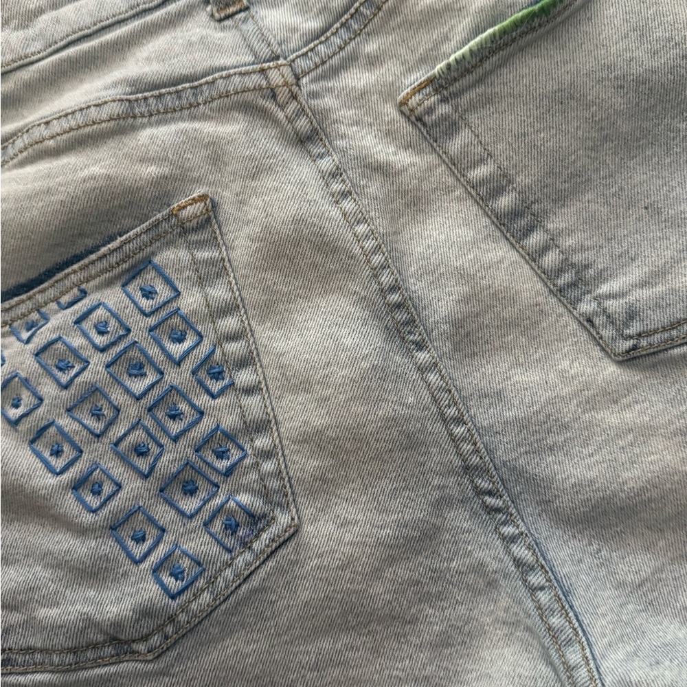 Upcycle Hand Embroidered Patchwork Denim - image 5